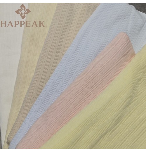 HAPPEAK Breathable Pure Combed Cotton Pointelle Fabric Soft White Knit Pointelle Stretch Fabric