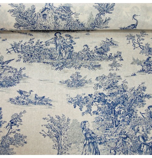 Wholesale Customized France Historical Scenes Toile de Jouy Cotton Printed Canvas Fabric for Home Deco