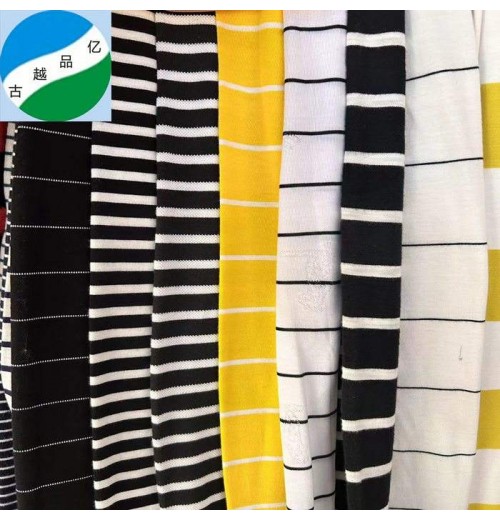 2024 new knitting cotton no spandex jersey stripe 100%cotton stock lot fabric for garment.