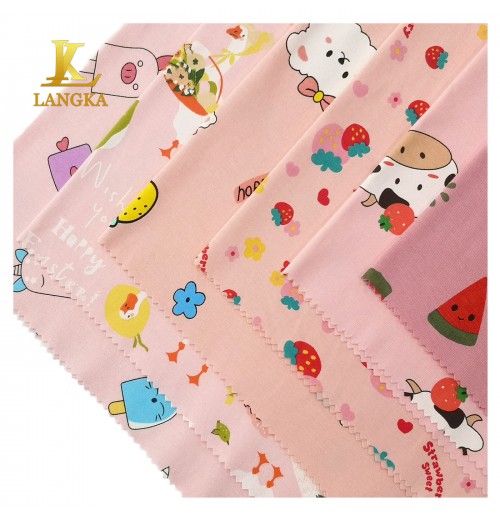 Langka Wholesale Interlock Print Knitted cotton Jersey Material Stock Anti Bacterial fabric Manufacturers