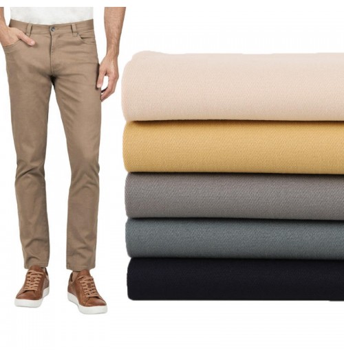 Solid peach 98/2 cotton spandex twill men's pants trousers material fabric