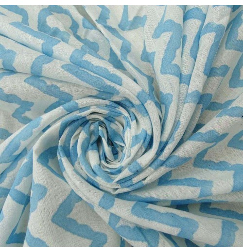 New Arrival Handblock Indian Traditional zigzag printed custom fabric soft and lightweight cotton fabric for clothing